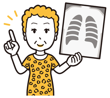  大阪のおばちゃん(黄)-009-バスト 検査,おばちゃん,大阪,ヒョウ柄,おばはん,中年,女性,関西,派手,おばさんのイラスト素材