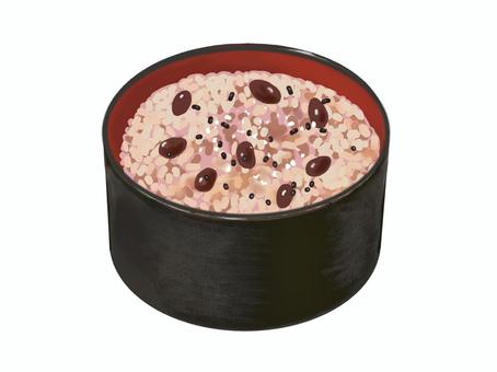 赤飯（4） 赤飯,ご飯,お祝い,和食,日本料理,日本食,主食,小豆,おこわ,手描きのイラスト素材