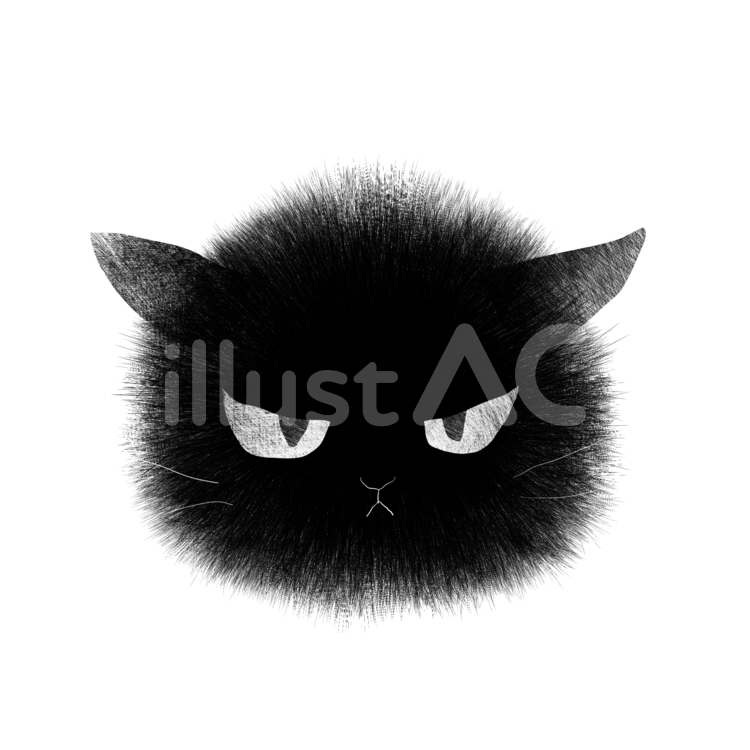 怒った黒猫の顔アイコン 黒猫,顔,怒りのイラスト素材