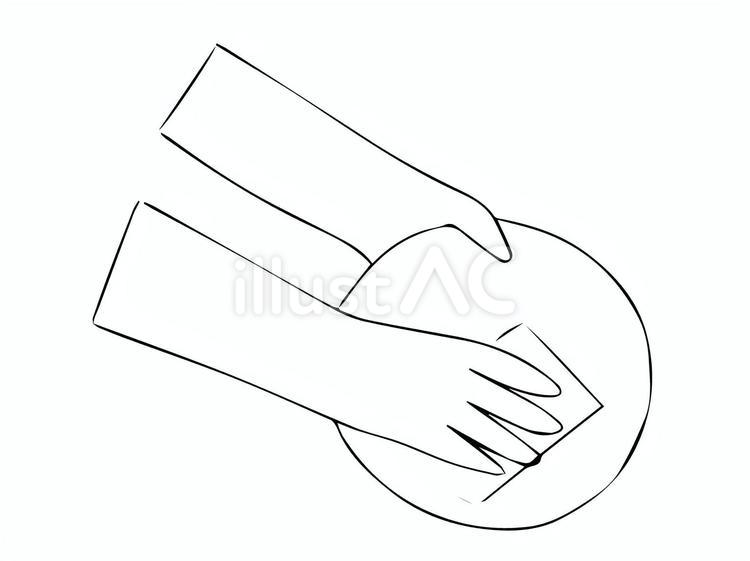 モノクロのお皿洗いする手元 皿,洗う,洗いのイラスト素材