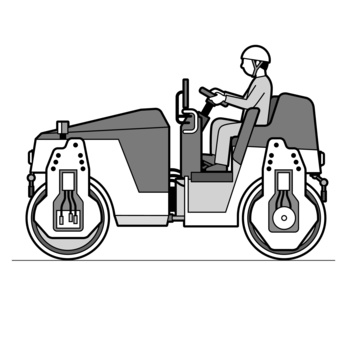 振動ローラー_モノクロ ロードローラー,タンデムローラー,振動ローラー,舗装,車両,道路,工事,建設,機械,土木のイラスト素材