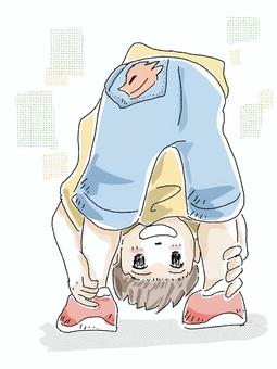 股下から覗く男の子 股下,前屈,体操,男の子,子供のイラスト素材