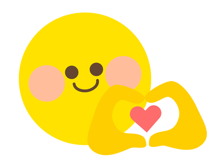 にこちゃん（手ハート） スマイル,黄色,表情,絵文字,アイコン,手,ハート,好きのイラスト素材