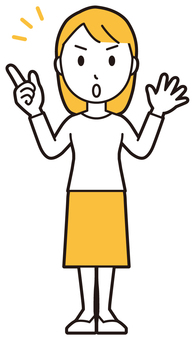 真剣な顔で注意している若い女性 注意,女性,女の子,人,ロングヘア,若い,真剣,叱る,指摘,表情のイラスト素材