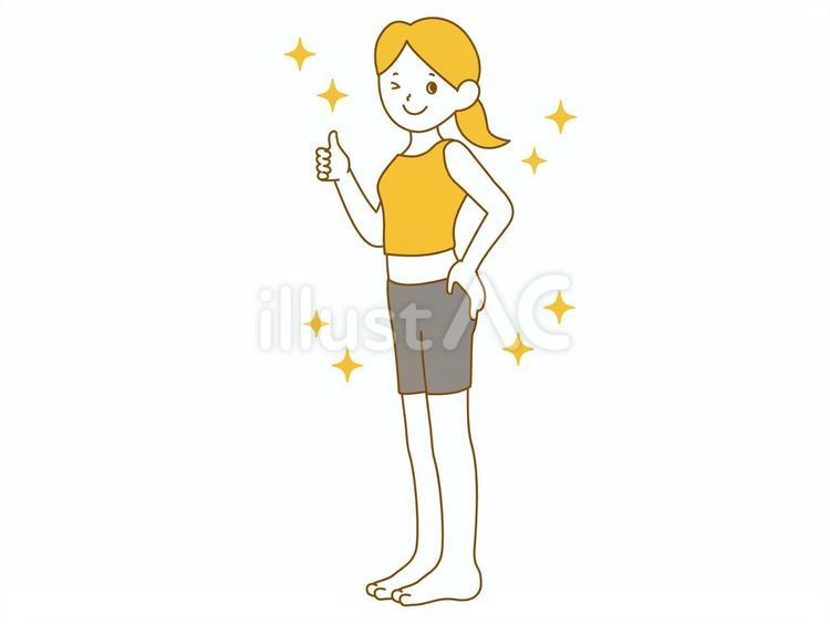 ダイエットのアフター　サムズアップ ダイエット,痩せる,スリムのイラスト素材