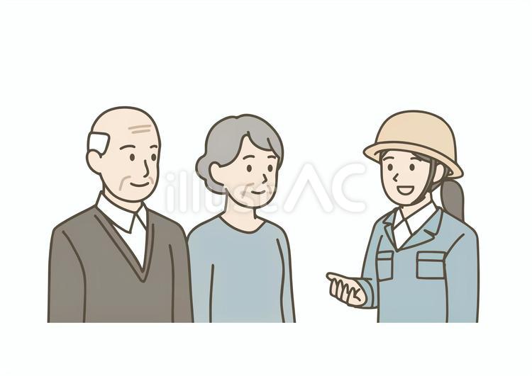 建築家から話を聞く老夫婦 夫婦,マイホーム,建築家のイラスト素材
