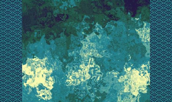 マーブル和柄の青緑系背景素材 マーブル和柄の青緑系背景素材 マーブル,背景,流体,リキッド,和柄,青海波,パターン,青,青緑,ターコイズのイラスト素材