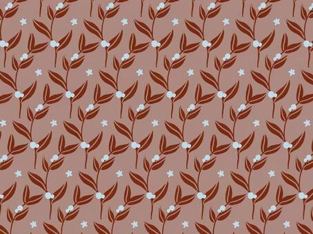 臙脂に水色の実と花のテキスタイル背景 植物,葉,花,小花,実,茎,テキスタイル,背景,ファブリック,デザインのイラスト素材