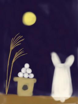 Illustration, moon viewing, rabbit, the moon viewing, 