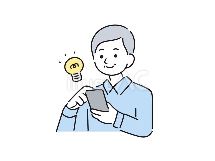 スマホの使い方がわかった高齢男性 スマホ,スマートフォン,男性のイラスト素材