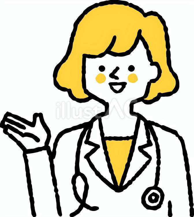 説明している白衣を着た女性 聴診器,白衣,医者のイラスト素材