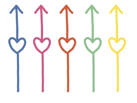 ハートつきの矢印 矢印,方向,手書き,シンプル,ハート,マーク,直線,曲線,ガイド,ポインターのイラスト素材