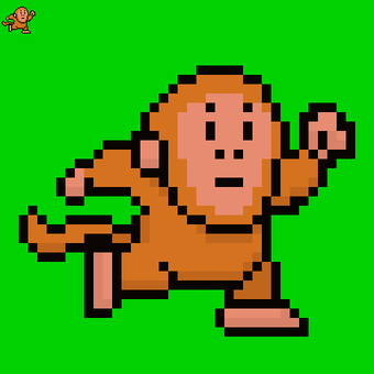 走る猿ドット ドット絵,レトロ,ゲーム,ピクセルアート,猿,動物のイラスト素材