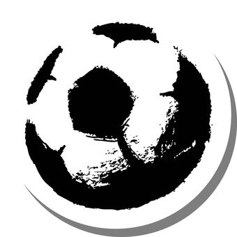毛筆サッカーアイコン2影付き サッカー,毛筆,モノクロ,シンプル,スポーツ,サッカーボール,手書き,影のイラスト素材