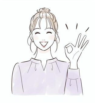 笑顔でオッケーサインをする女性 人物,女性,ok,大丈夫,承諾,わかった,了解,笑顔,綺麗,若いのイラスト素材