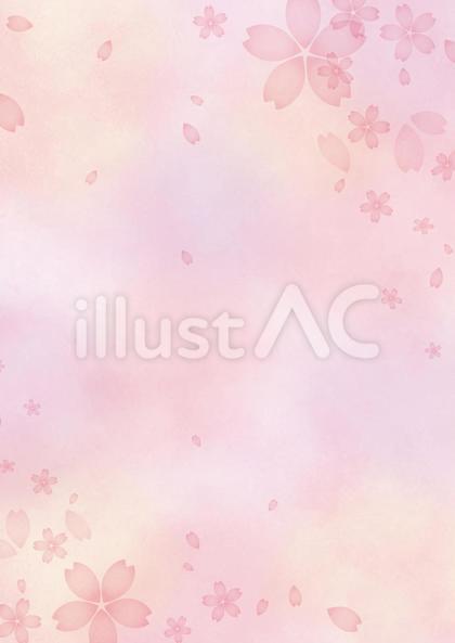 桜水彩ピンク背景01_縦
