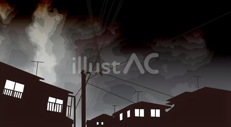 曇り住宅地 曇り,天気,暗いのイラスト素材