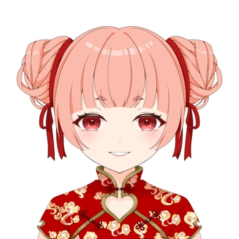 チャイナドレスの女の子アイコン・レッド チャイナドレス,コスプレ,女の子,女子,萌え系,美少女,萌えキャラ,コンカフェ,アイコン,チャイナ服のイラスト素材