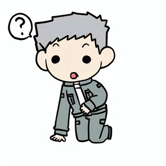 Illustration, old man, stomach, doubt, 