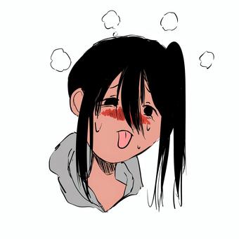 熱が出た黒髪の女の子 熱が出た黒髪の女の子 熱,体調不良,黒髪,女の子,人物のイラスト素材