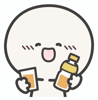 麦茶と人物02 お茶,麦茶,コップ,ペットボトル,飲み物,水分補給,人物,かわいい,挿し絵,イラストのイラスト素材