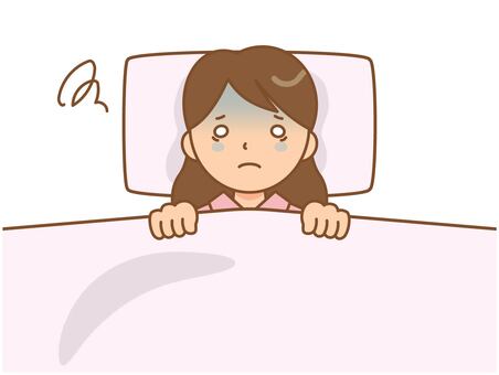 眠れなくてげっそりしている女性 眠れなくてげっそりしている女性 眠れない,不眠,不眠症,睡眠障害,寝付けない,寝不足,睡眠不足,睡眠,緊張,不安のイラスト素材