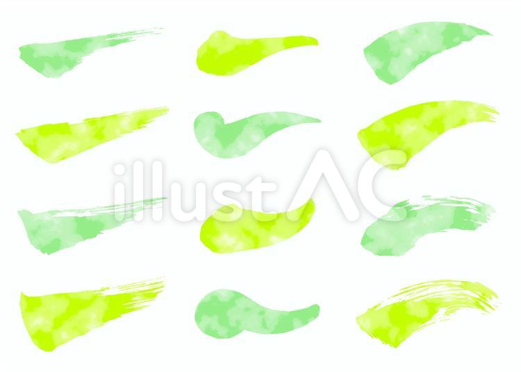 筆書き　短い線　水彩緑 筆,水彩,手書きのイラスト素材