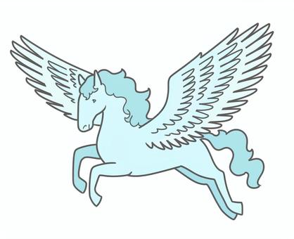 羽を広げた水色のペガサス 馬,ペガサス,羽,広げる,水色,午のイラスト素材