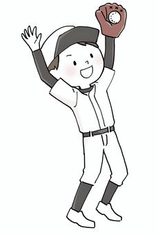 野球少年 野球,少年野球,子ども,グローブ,守備,フライ,キャッチボール,野球ボール,スポーツ,ユニフォームのイラスト素材