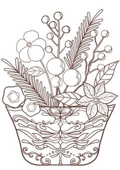 クリスマスをイメージした花のぬり絵 クリスマスをイメージした花のぬり絵 花,模様,塗り絵,ポインセチア,かわいい,シンプル,キュート,ほのぼの,ほっこりのイラスト素材