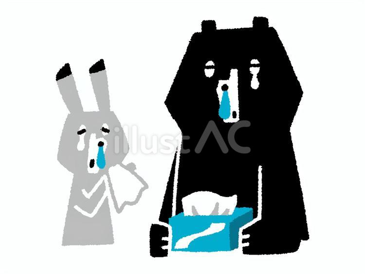 クマとウサギ279・花粉症・風邪 可愛い,おしゃれ,動物のイラスト素材