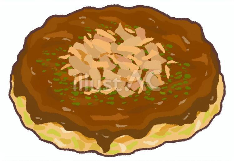 主線くっきりマヨネーズなしのお好み焼き お好み焼き,青のり,ソースのイラスト素材