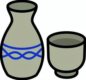 グレーのとっくりです。 とっくり,シンプル,日本酒,徳利,酒器,日本,陶器,燗酒,和風,食器のイラスト素材