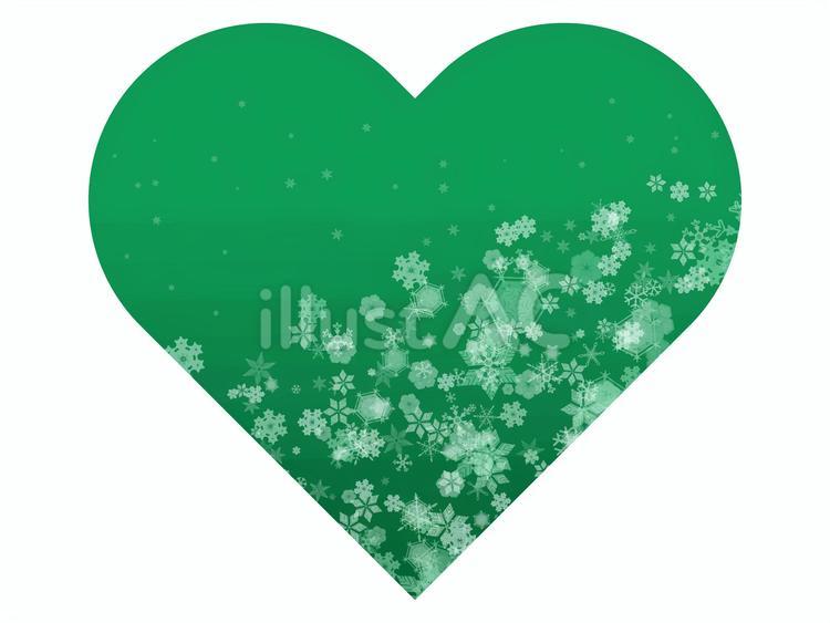 かわいい緑色ハート形フレーム雪の模様入り 緑,グリーン,ハートのイラスト素材