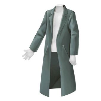 くすみグリーンのロングコート 服飾,ファッション,ロングコート,コート,アウター,上着,襟,ポケット,前開き,長袖のイラスト素材