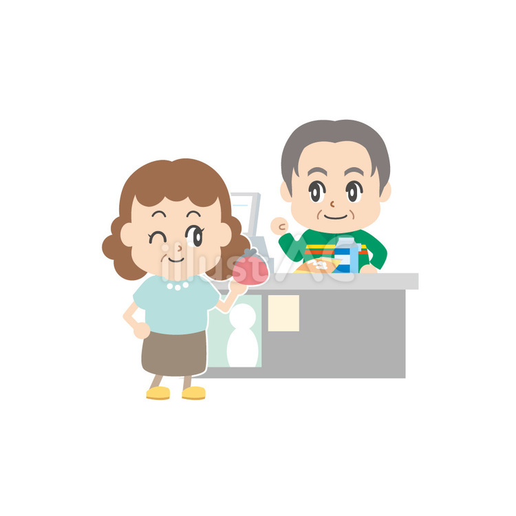 コンビニのレジ（現金払い） コンビニ,レジ,コンビニ店員のイラスト素材
