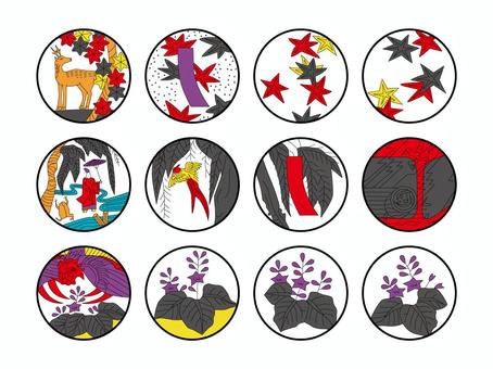 花札10月11月12月 花札,こいこい,和風,和,日本,かるた,花合せ,はなあわせふだ,花かるた,花がるたのイラスト素材
