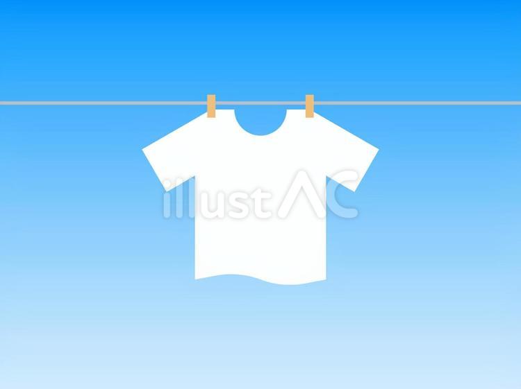 晴れの日に干されたTシャツ・洗濯物 tシャツ,ファッション,物干しのイラスト素材