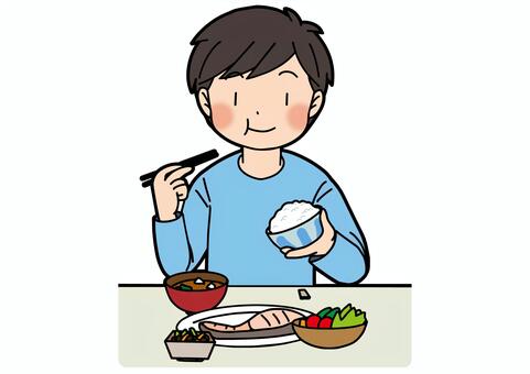 バランスのいい食事 食事,栄養,バランス,栄養バランス,食事療法,食育,健康食,ご飯,白米,ご飯茶碗のイラスト素材