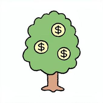 手描きのお金のなる木_ドル お金,木,アイコン,資産運用,投資,貯金,節約,副業,つみたて,nisaのイラスト素材