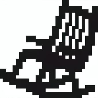 ドット絵の黒のロッキングチェアです。 ドット絵,ロッキングチェア,シンプル,椅子,木製,揺れる,背もたれ,アーム型,クラシック,家具のイラスト素材