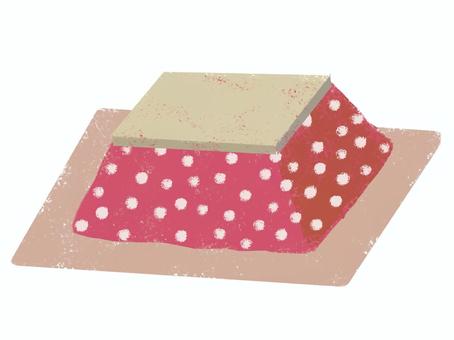 こたつ こたつ,シンプル,暖か,冬,布団,ラグ,テーブル,赤,ベージュ,かわいいのイラスト素材