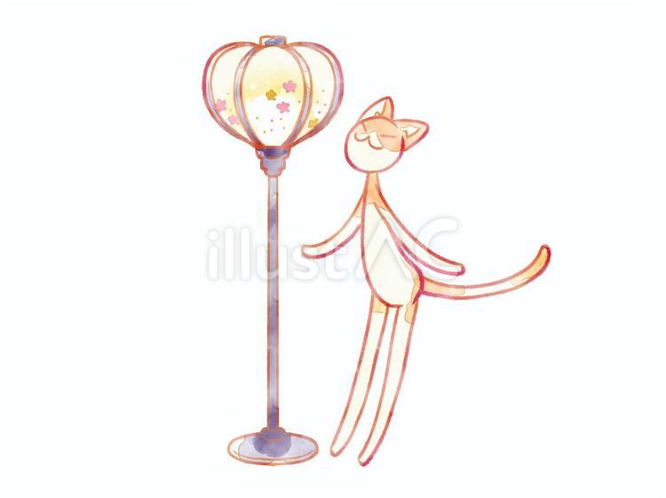 ぼんぼり猫 猫,可愛い,ぼんぼりのイラスト素材