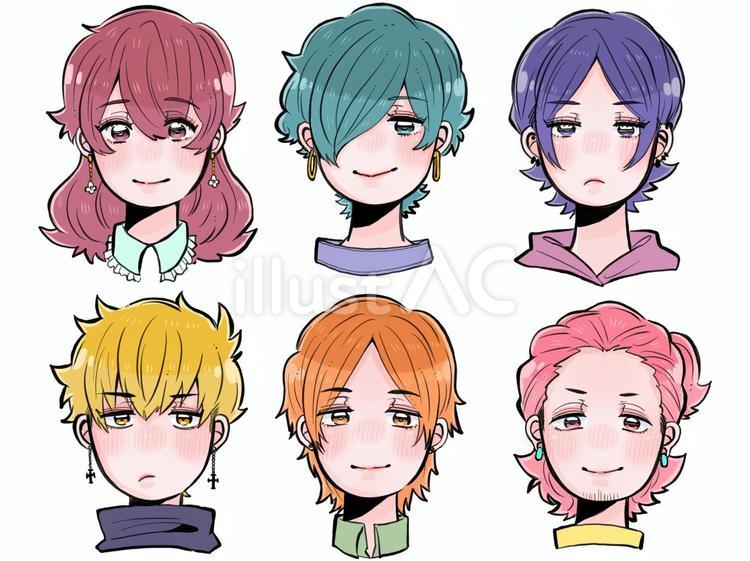 ピアスをする人2 ピアス,正面,女性のイラスト素材