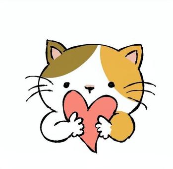 ピンクのハートを持つねこ 動物,ねこ,ハート,抱える,手書き,かわいい,ピンク,安心,あろがとう,感謝のイラスト素材