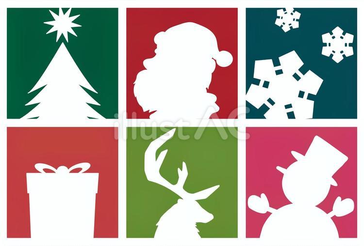 クリスマス　シルエットデザイン　まとめ クリスマス,サンタクロース,クリスマスツリーのイラスト素材