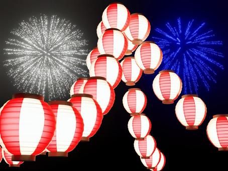Summer festival lanterns and fireworks background - black, fireworks, background, fireworks, JPG and PNG