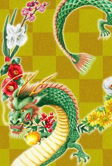 玉を持つ龍の年賀状 龍,竜,ドラゴン,辰,辰年,干支,年賀状,ポストカード,動物,伝説のイラスト素材