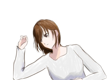 だらっとする女の子（アナログ風） 人物,女の子,女性,だらだら,リラックス,リラックスタイム,休日,お部屋時間,色鉛筆,アナログ風のイラスト素材