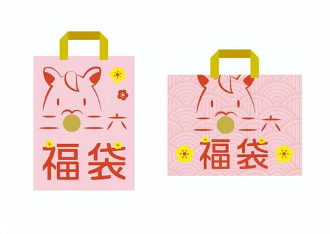 2026_福袋アイコン午_紙袋_A06 福袋,初売り,お正月,午,午年,馬,ハッピーバッグ,紙袋,袋,手提げ袋のイラスト素材